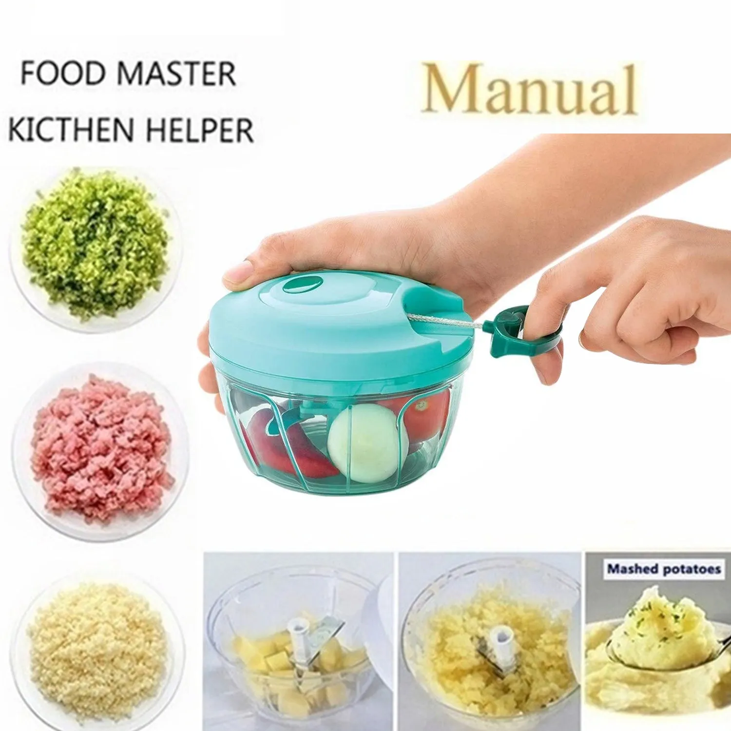 080 Manual Food Chopper, Compact & Powerful Hand Held Vegetable Chopper / Blender