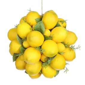 10" Lemon Ball-Shaped Artificial Topiary -Yellow (pack of 3)