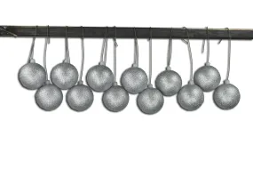 12 Pack 100mm 4" Silver Glitter Ball Ornament with Wire