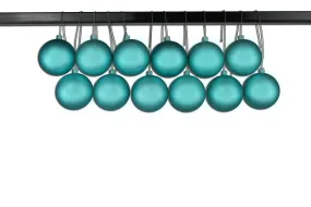 12 Pack 70mm 2.75" Matte Aqua Ball Ornament UV Coated with Wire