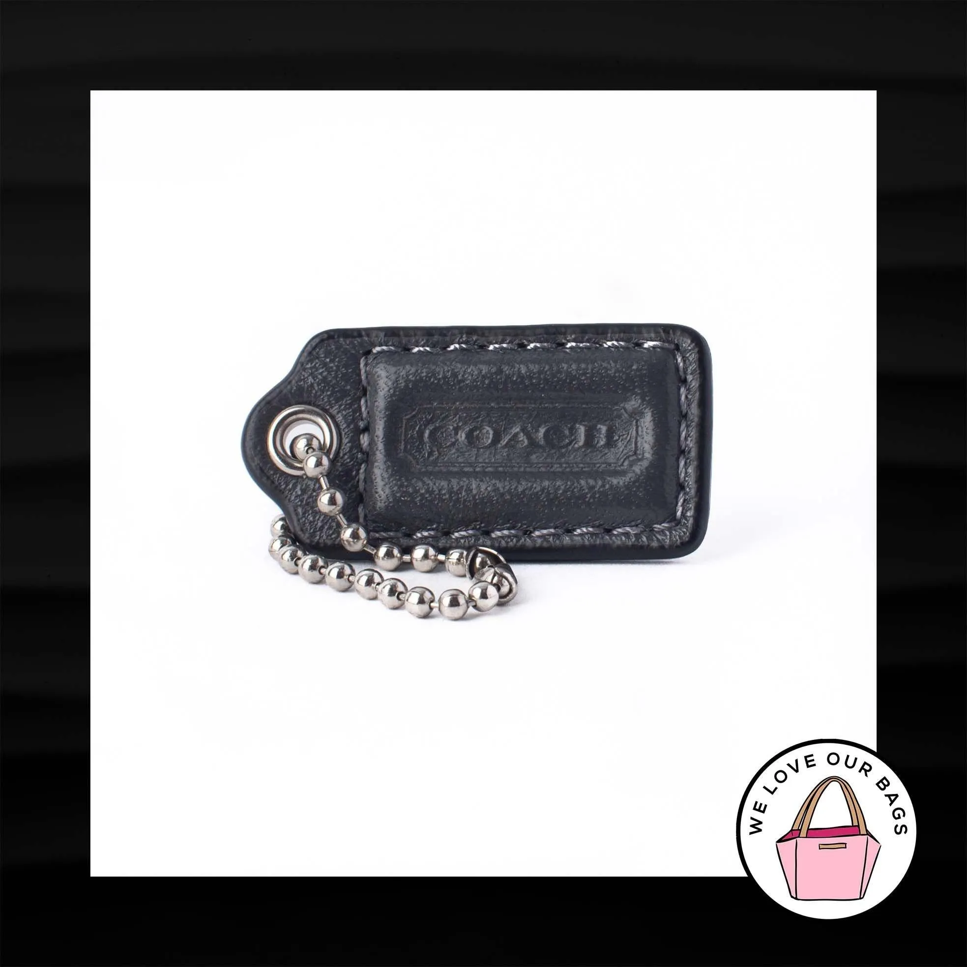 1.5" Small COACH DARK GRAY LEATHER KEY FOB CHARM KEYCHAIN HANG TAG WRISTLET