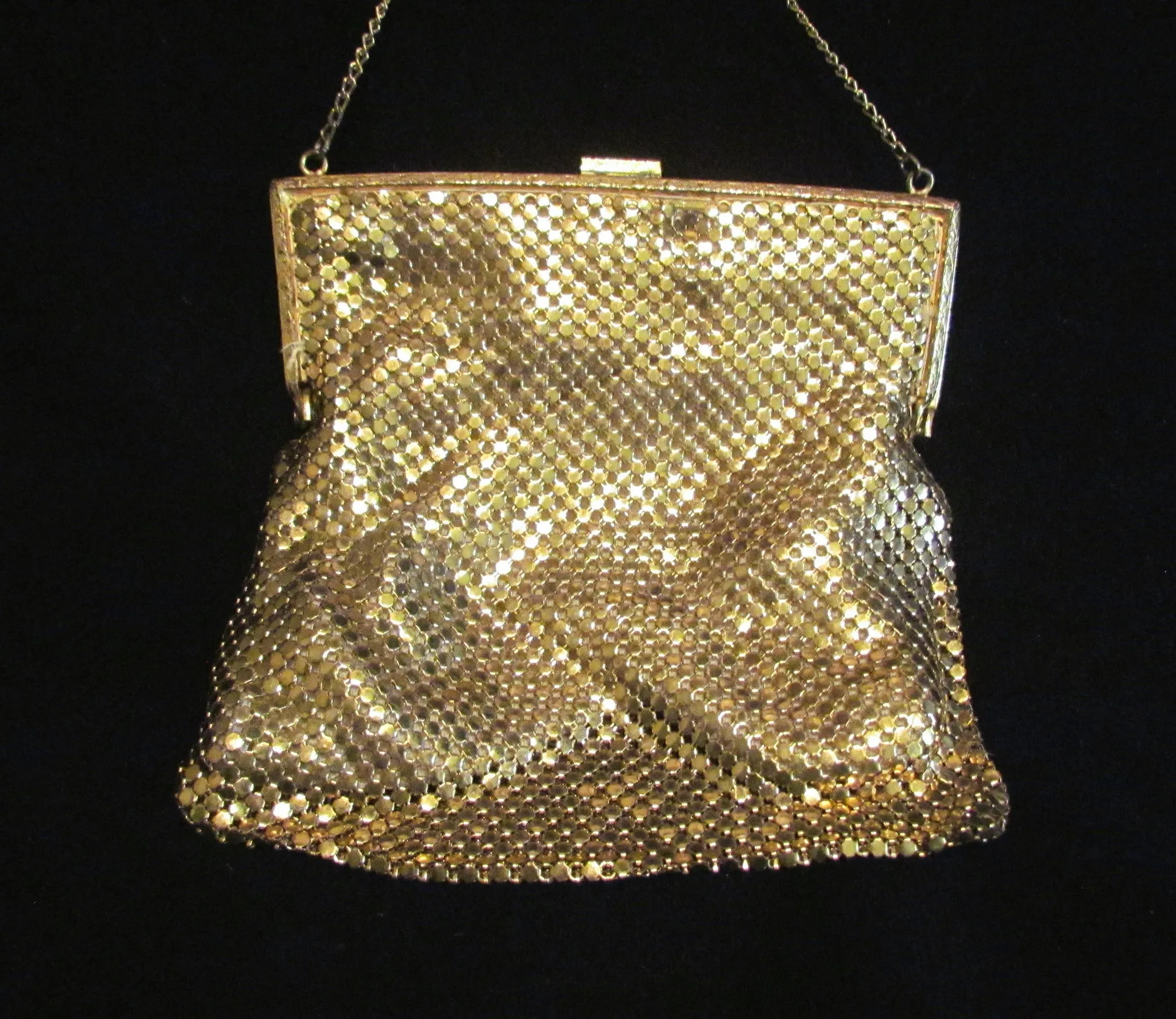 1930s Gold Mesh Purse Rhinestone Clasp Formal Purse Wedding Bridal Bag