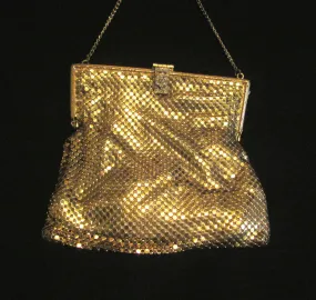 1930s Gold Mesh Purse Rhinestone Clasp Formal Purse Wedding Bridal Bag