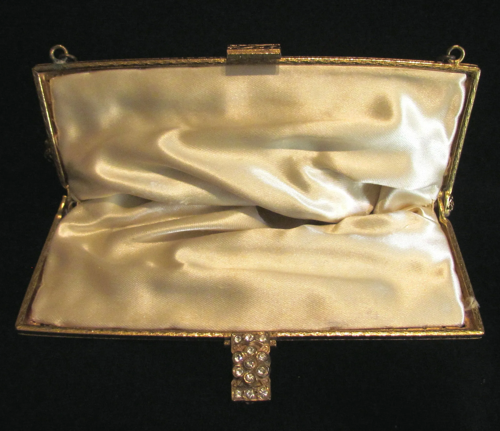 1930s Gold Mesh Purse Rhinestone Clasp Formal Purse Wedding Bridal Bag