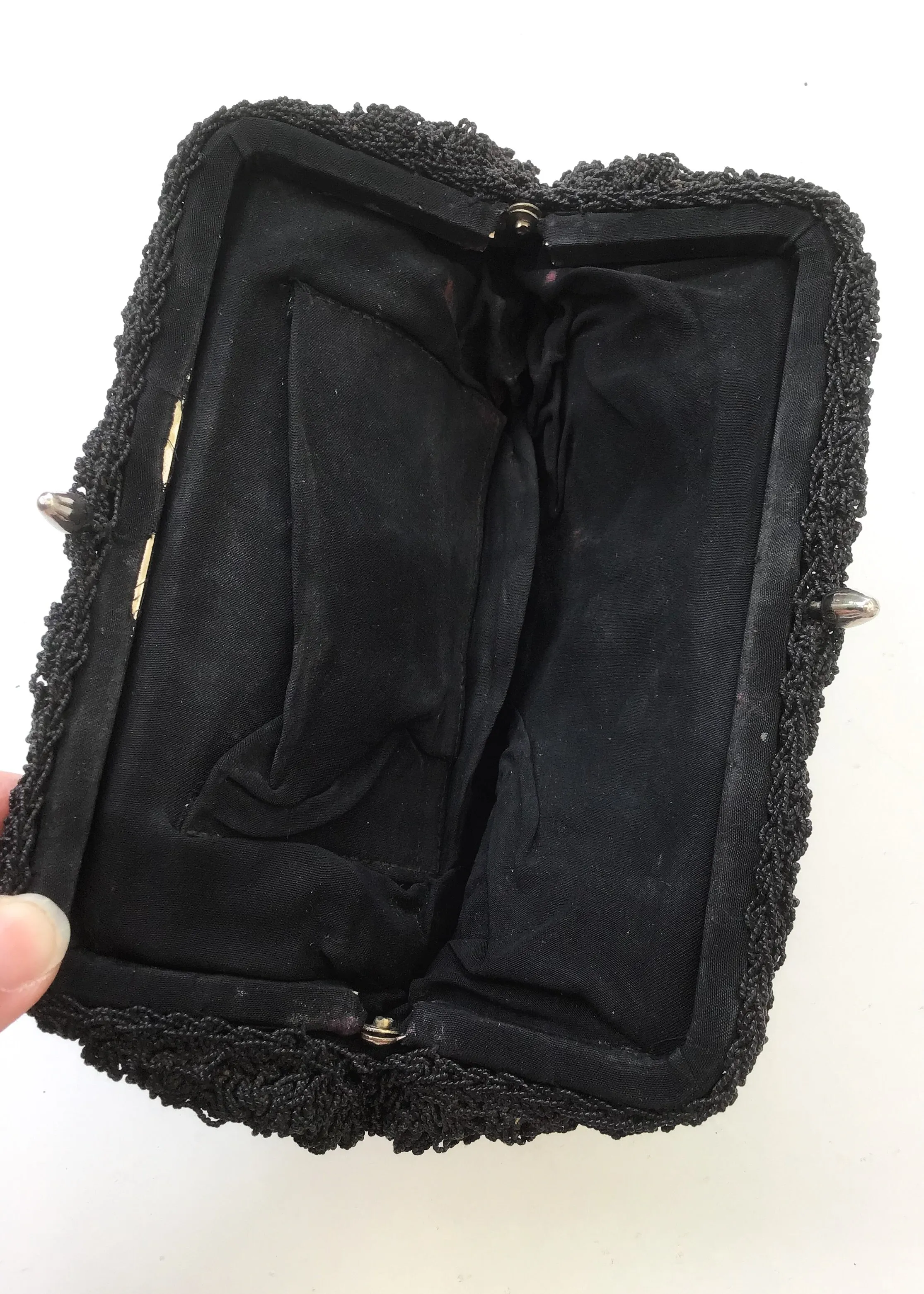 1940s Vintage Black Crochet Evening Clutch Purse