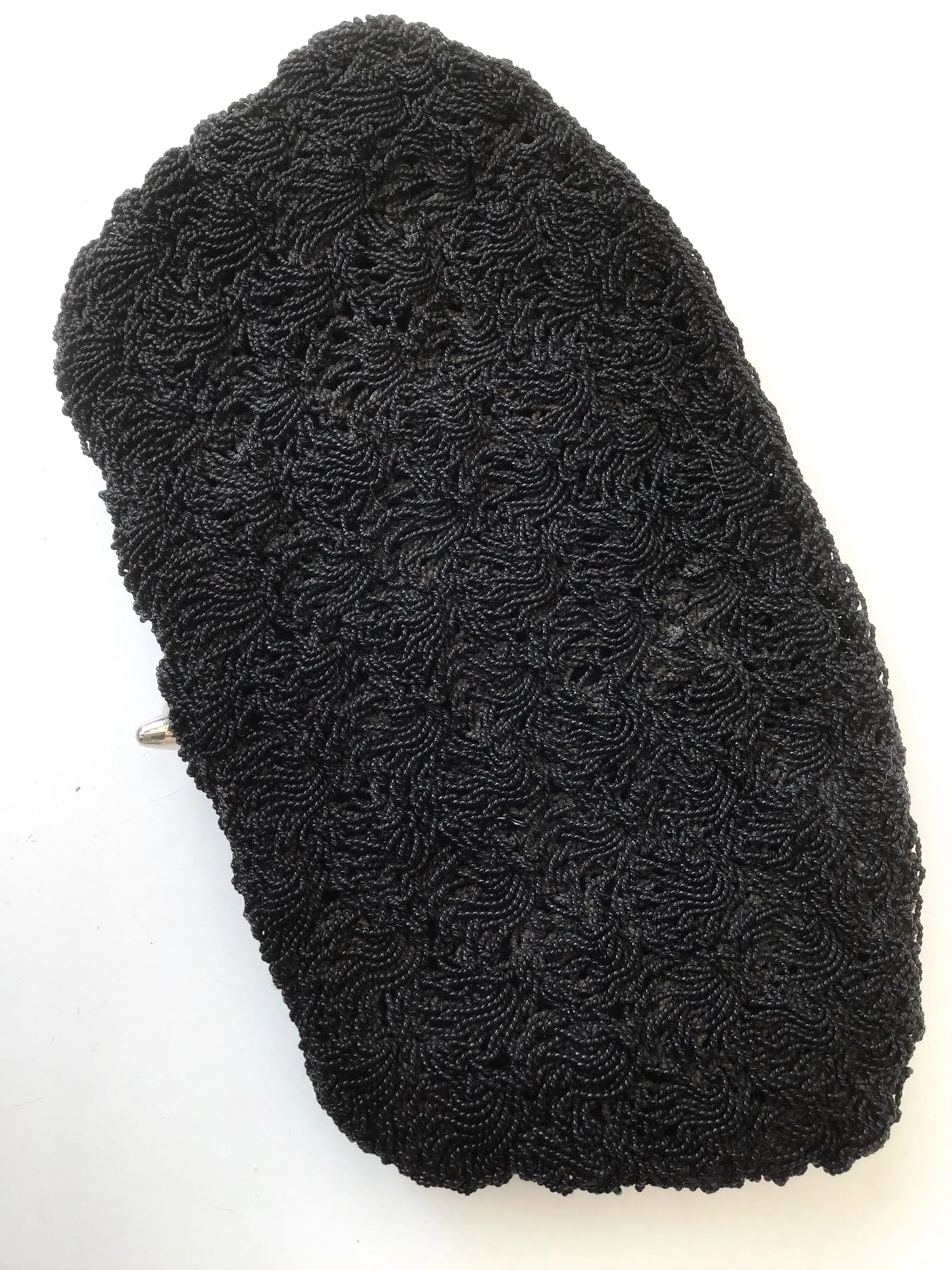 1940s Vintage Black Crochet Evening Clutch Purse