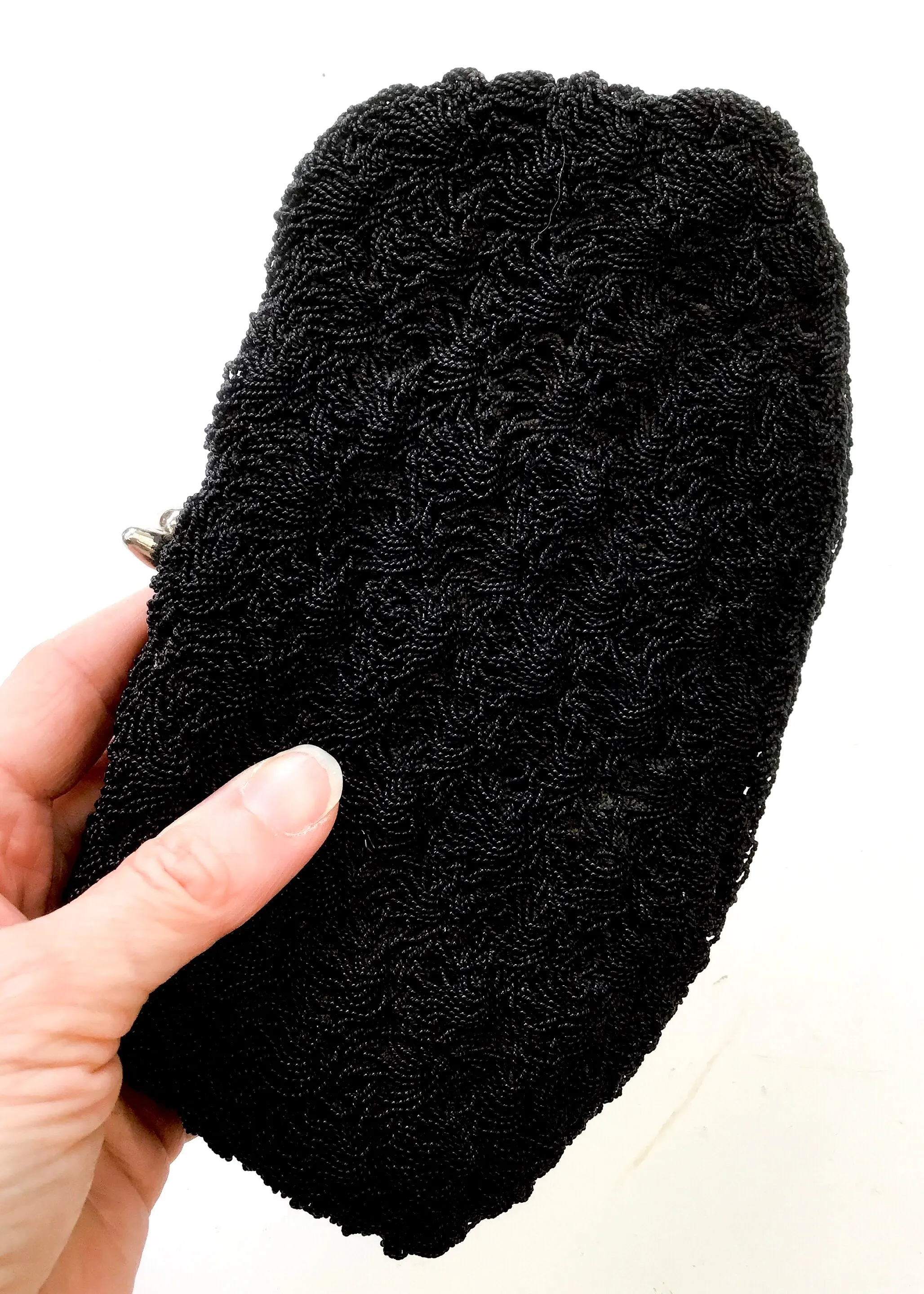 1940s Vintage Black Crochet Evening Clutch Purse