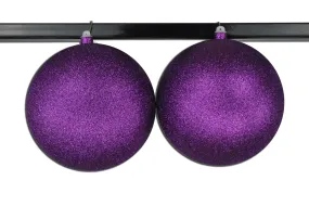 2 Pack 200mm 8" Purple Glitter Ball Ornament with Wire