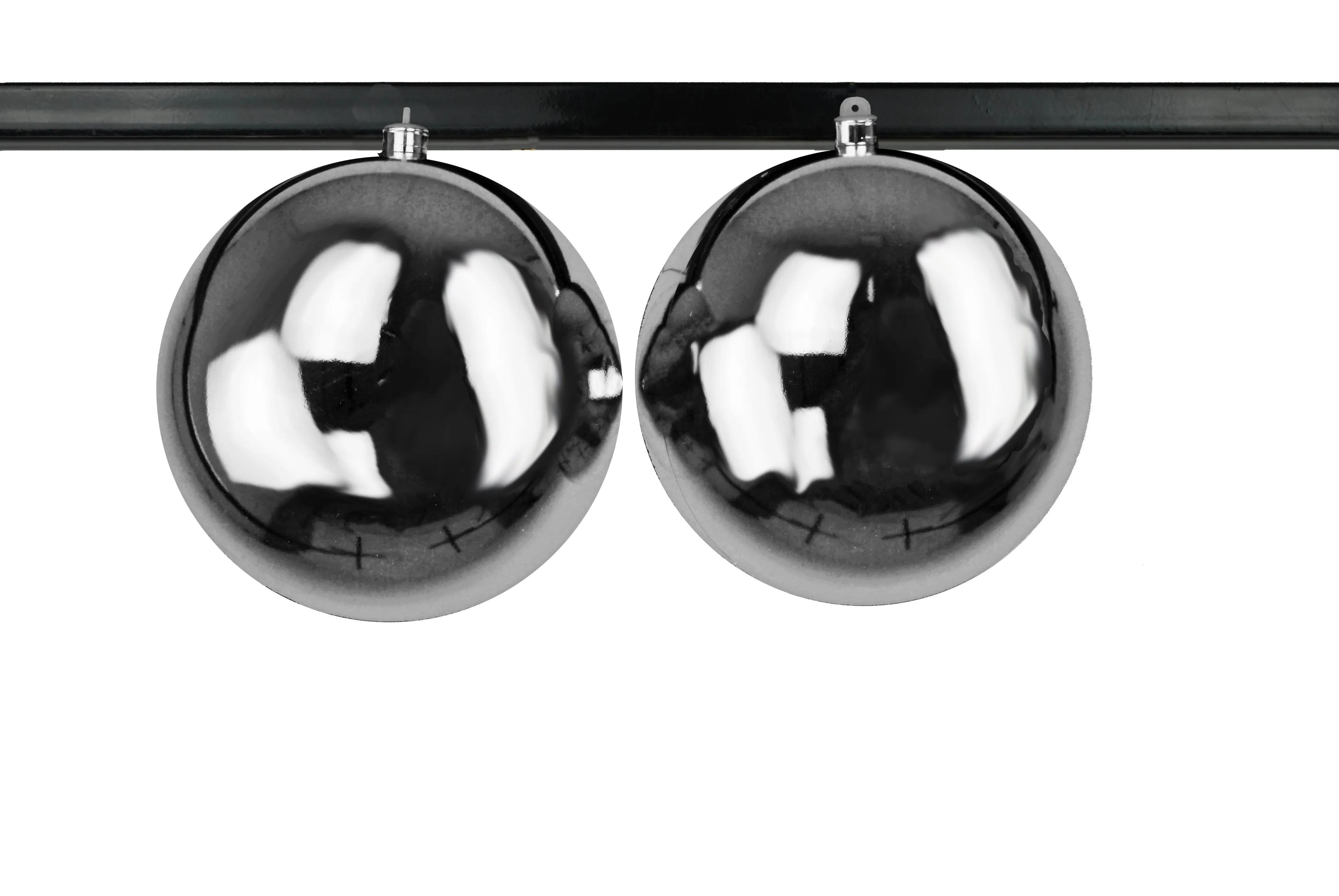 2 Pack 200mm 8" Shiny Silver Ball Ornament UV Coated with Wire