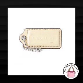 2.5" Large COACH CREAM IVORY PATENT LEATHER KEY FOB BAG CHARM KEYCHAIN HANG TAG