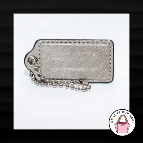 2.5" Large COACH GRAY SHIMMER LEATHER KEY FOB BAG CHARM KEYCHAIN HANGTAG TAG
