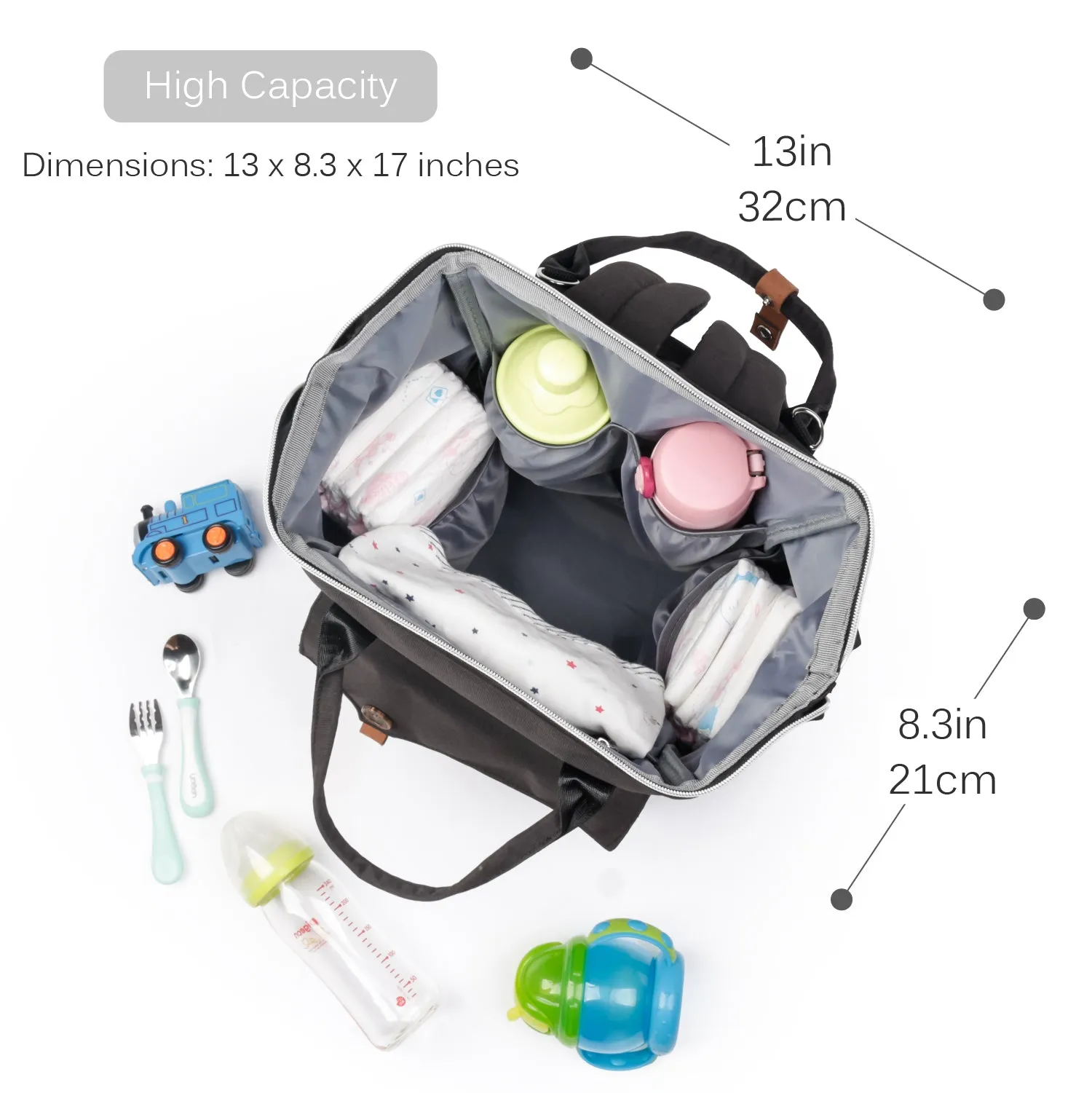 Alameda Diaper Bag Backpack - Shining Reflective Design, Black