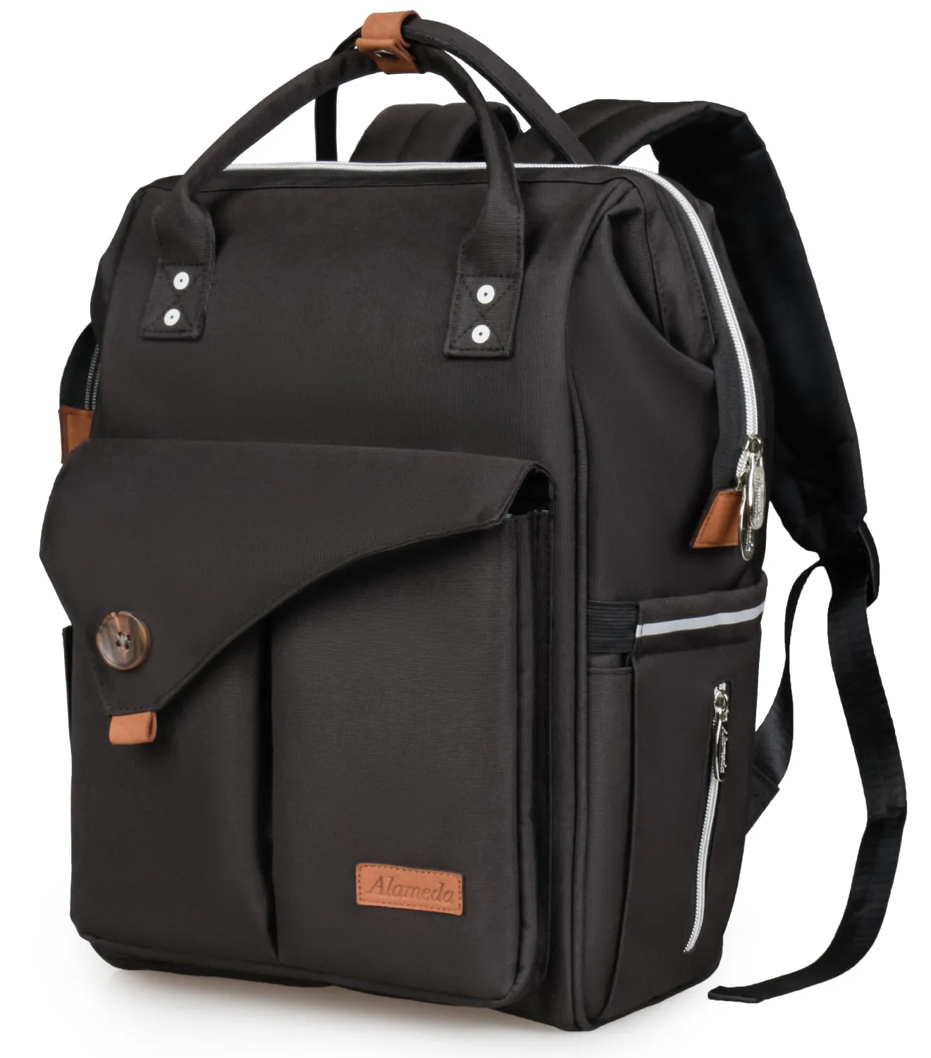 Alameda Diaper Bag Backpack - Shining Reflective Design, Black