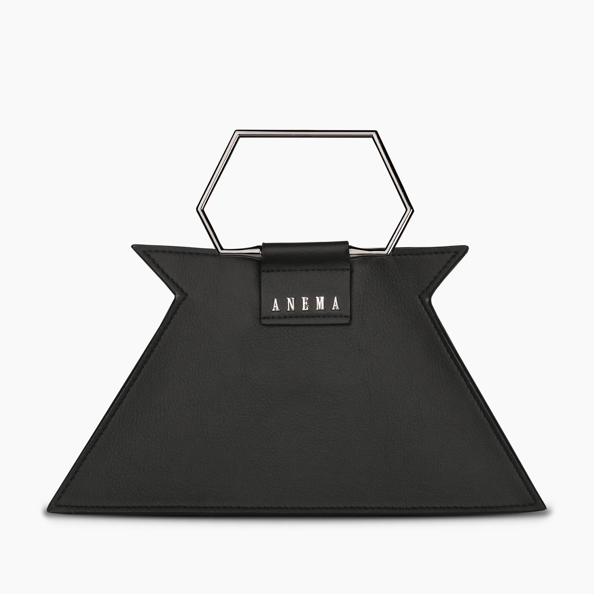 Anemain S-Wave Black Metallic Top Handle Bag