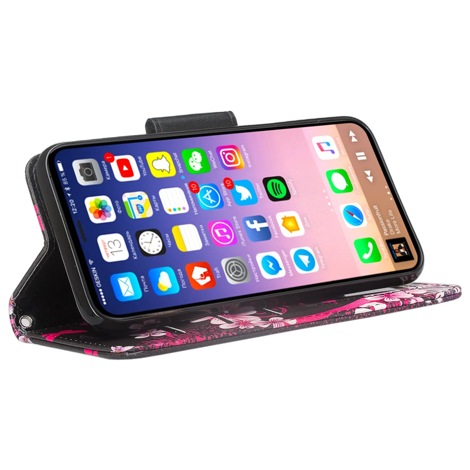 Apple iPhone ??? | iPhone Ten Case, iPhone ??? | iPhone Ten Wallet Case, Slim Flip Folio [Kickstand] Pu Leather Wallet Case with ID & Card Slots & Pocket   Wrist Strap - Heart Butterflies
