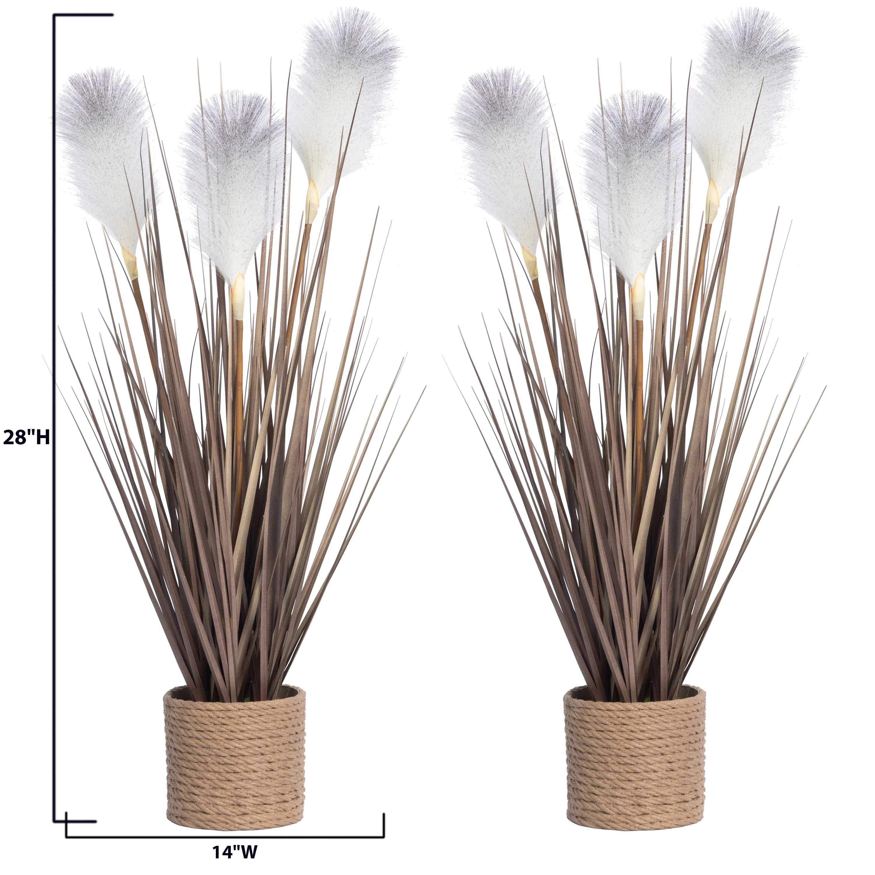 Artificial Reed Grass| White | 28” tall | 2 pack | Vintage Home