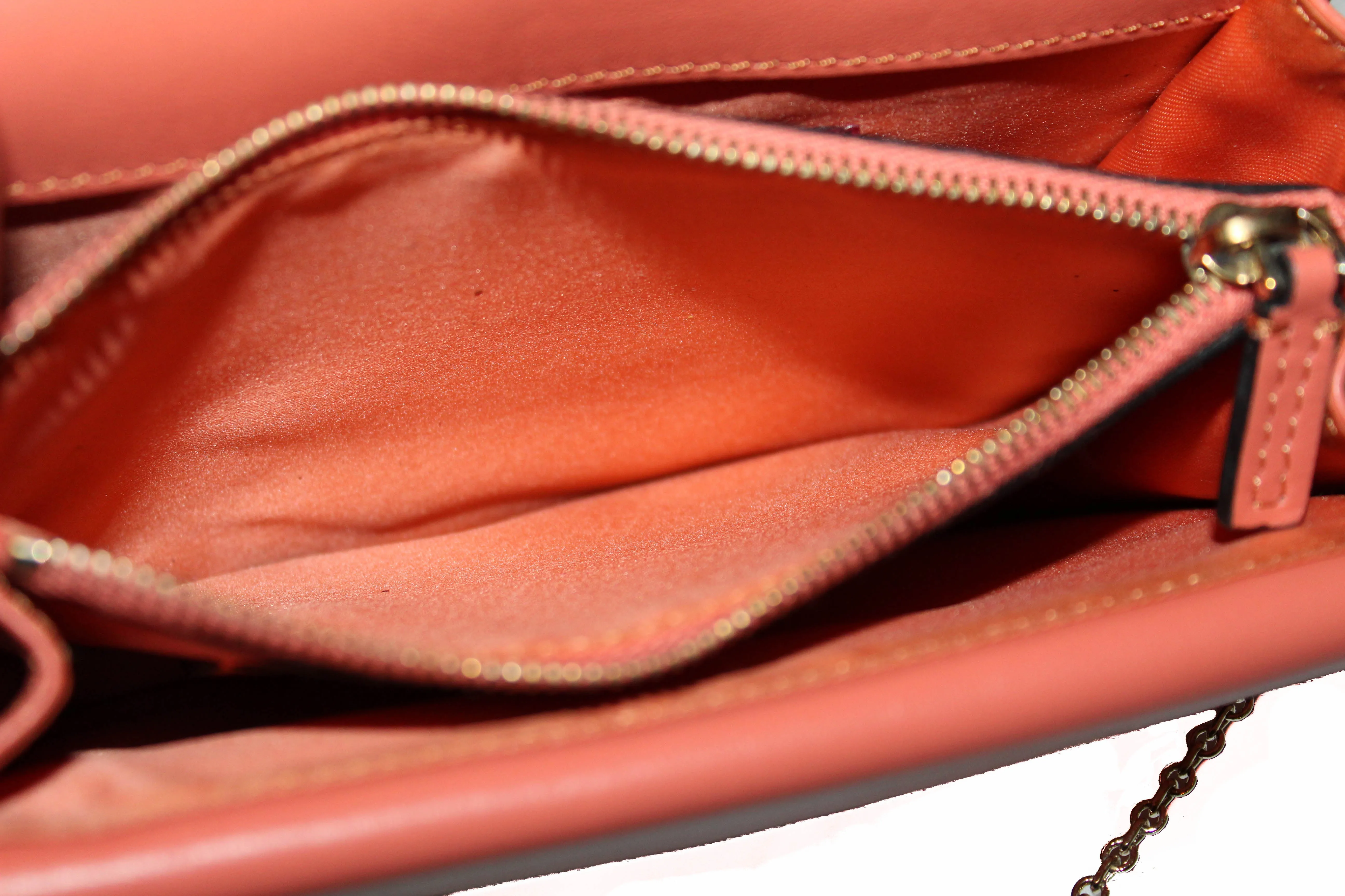 Authentic Valentino Garavani Coral Rockstud Calfskin Chain Pouch