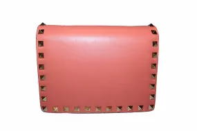Authentic Valentino Garavani Coral Rockstud Calfskin Chain Pouch