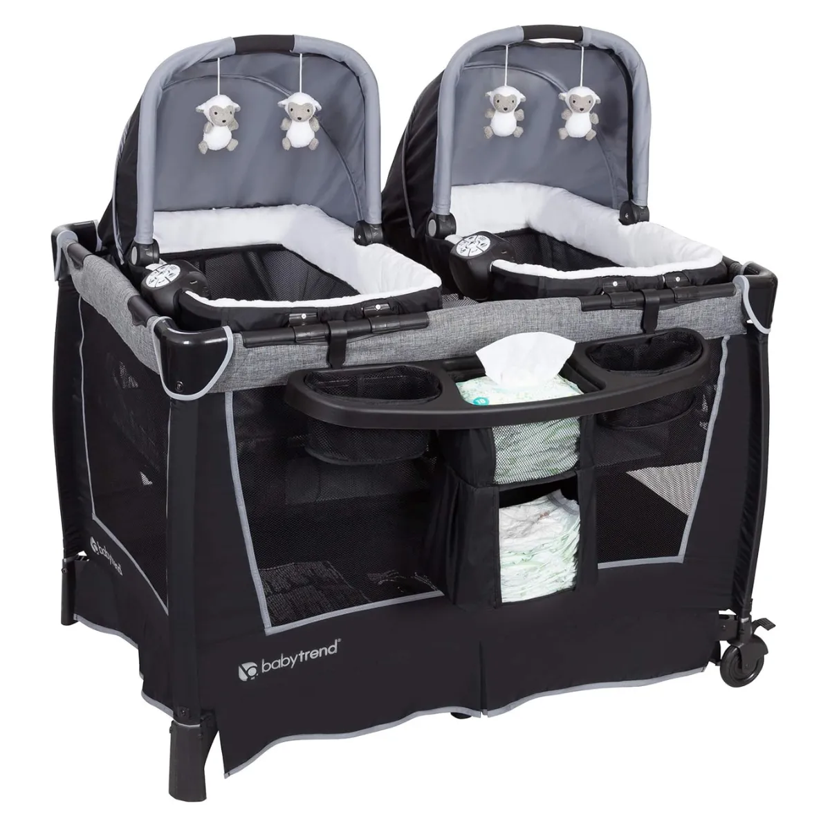 Baby Trend Twin Baby Stroller with 2 Car Seats 2 Infant Swings Twin Newborn Playard Combo