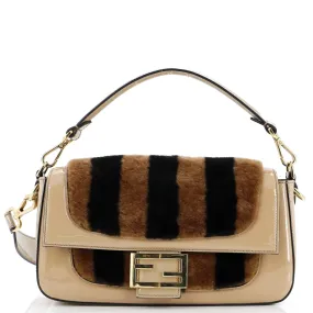 Baguette NM Bag Pequin Shearling with Patent Medium