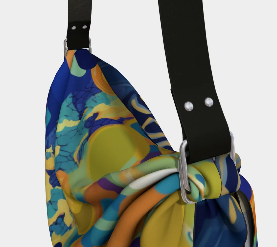 Bahamian Blue Ocean Abstract Floral Hobo Scarf Bag