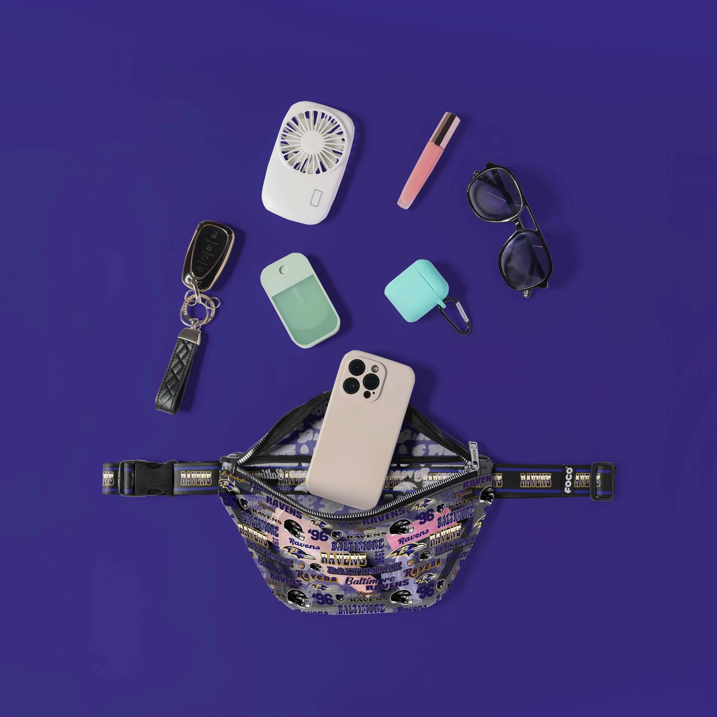 Baltimore Ravens Repeat Retro Print Clear Fanny Pack