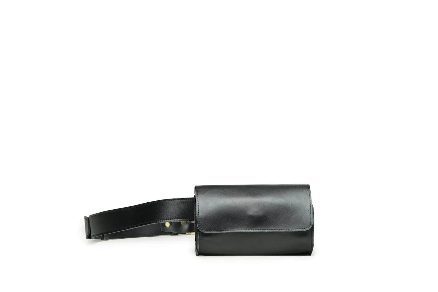 Bintu Barrel Leather Fanny Pack - Black