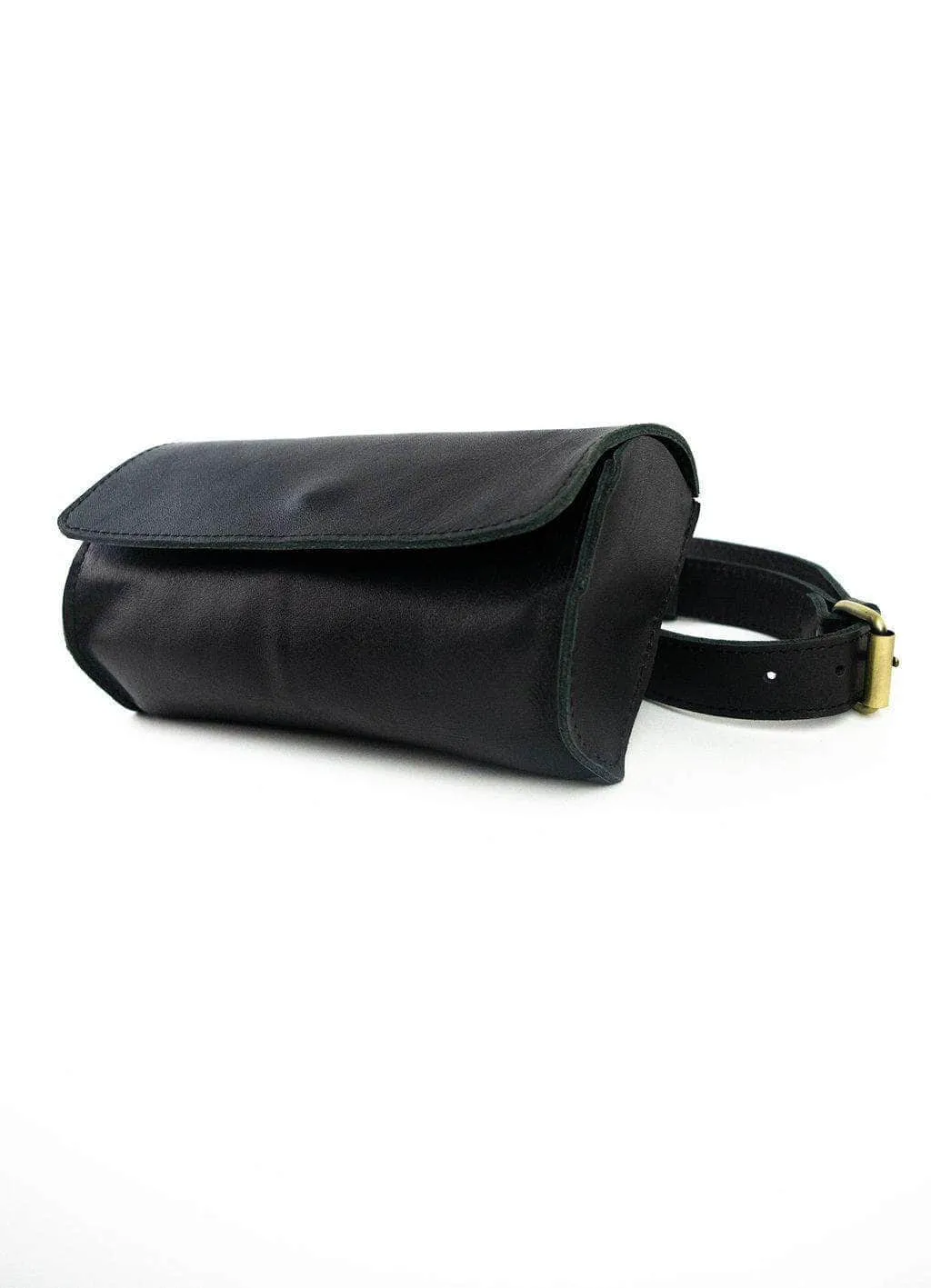 Bintu Barrel Leather Fanny Pack - Black