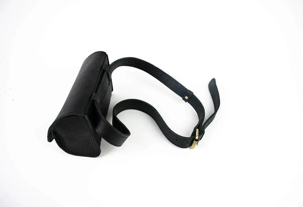 Bintu Barrel Leather Fanny Pack - Black