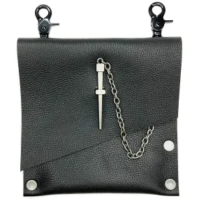 Black Leather Convertible Fanny Pack