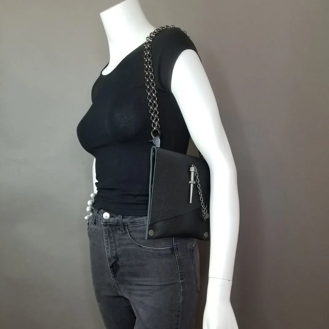 Black Leather Convertible Fanny Pack