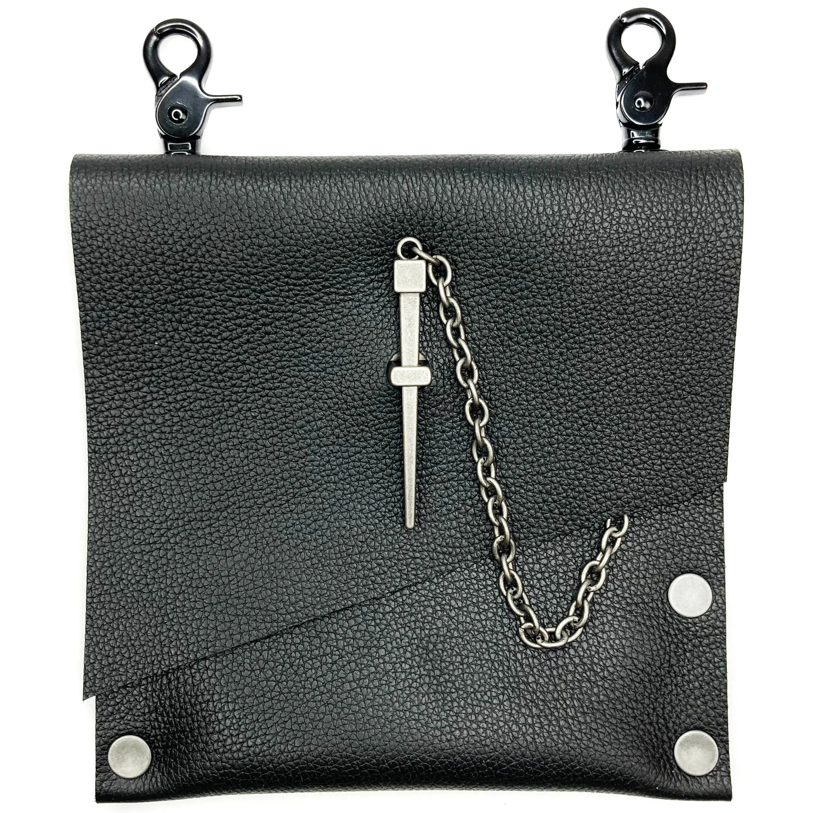 Black Leather Convertible Fanny Pack