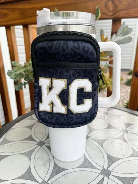Black Leopard Tumbler Fanny Pack White KC Chenille Patches