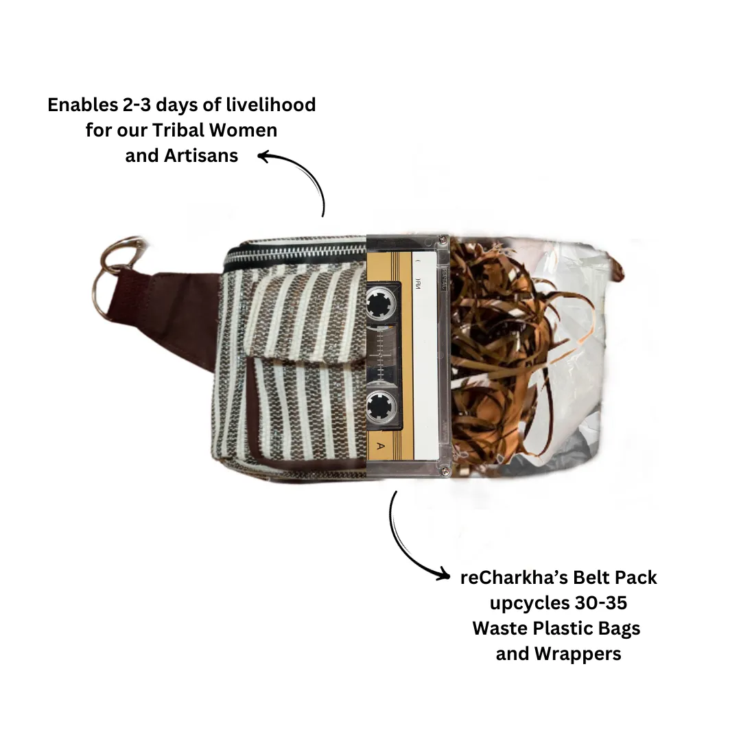 Black White Yellow Upcycled Handwoven Belt Pack (BTP1124-013) PS_W