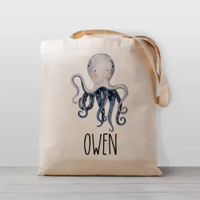 Blue Octopus Personalized Tote Bag