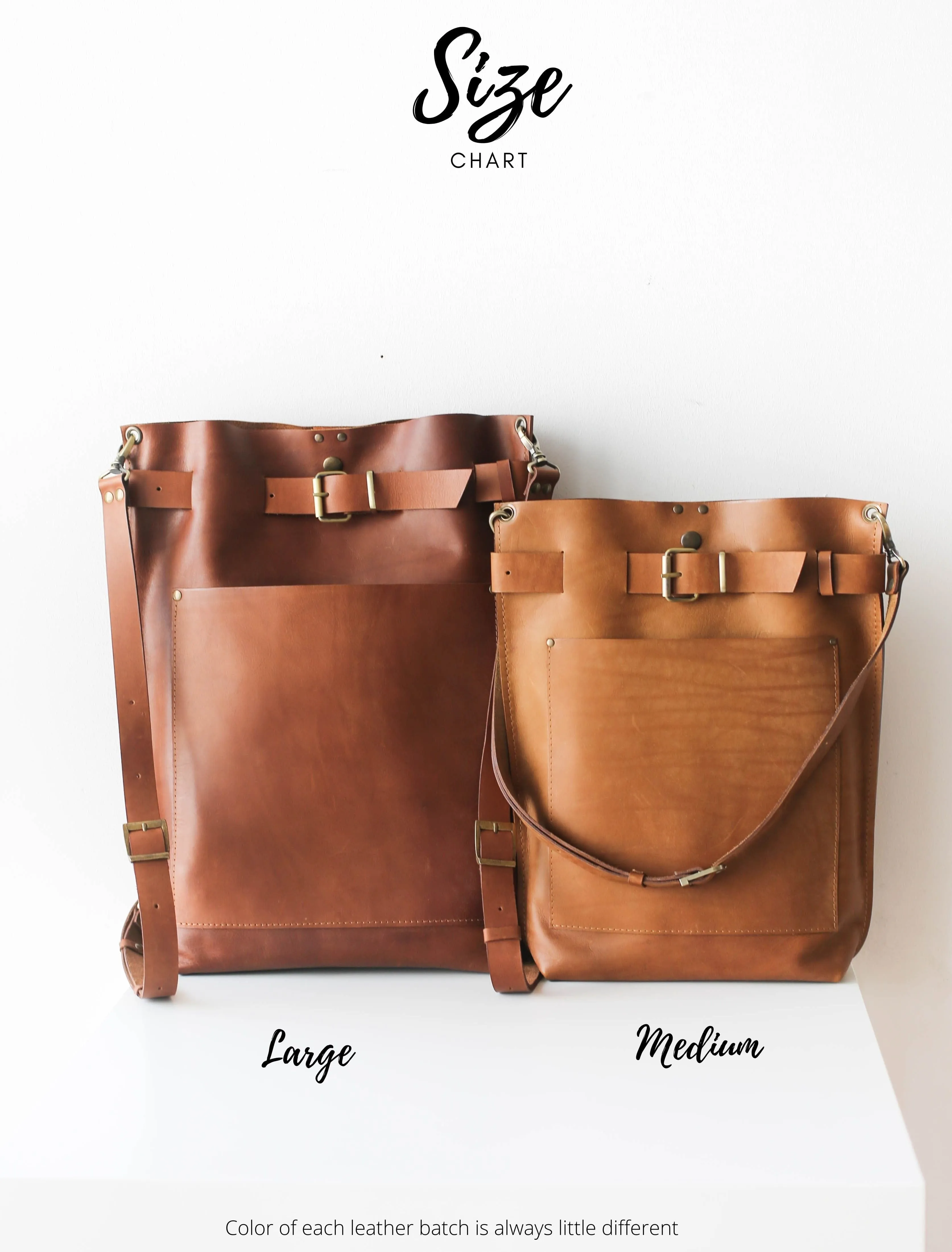 Brown Large Leather Backpack with Front Pocket
