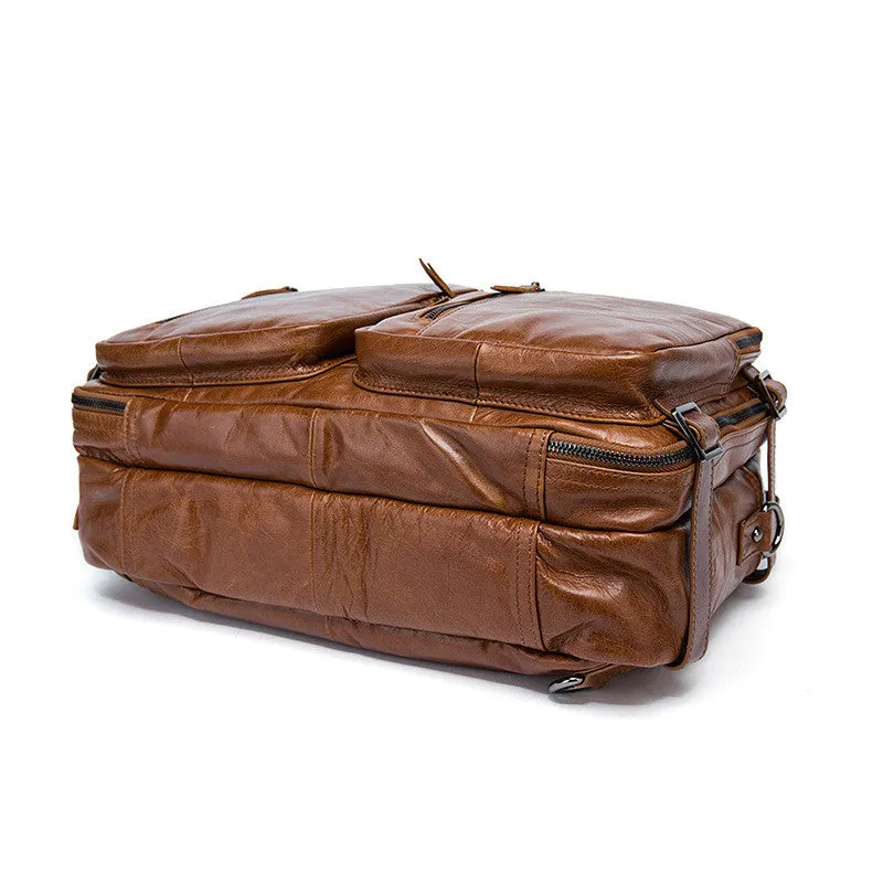 Brown Leather Backpack Cool Backpacks Laptop Backpack Convertible Crossbody Messenger Bag