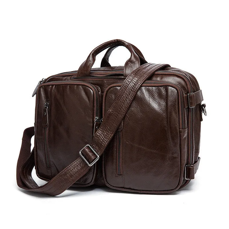 Brown Leather Backpack Cool Backpacks Laptop Backpack Convertible Crossbody Messenger Bag