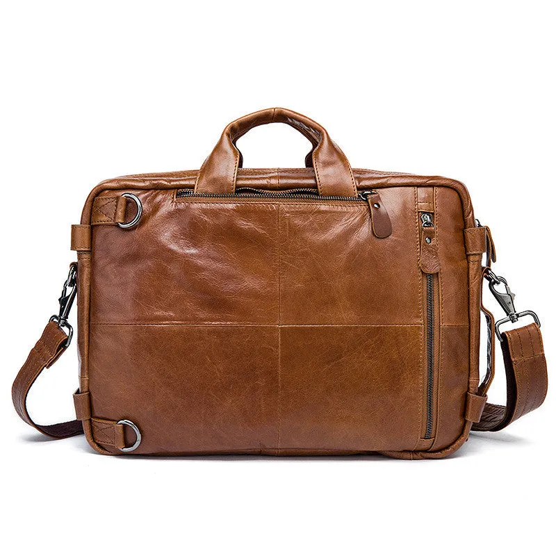 Brown Leather Backpack Cool Backpacks Laptop Backpack Convertible Crossbody Messenger Bag