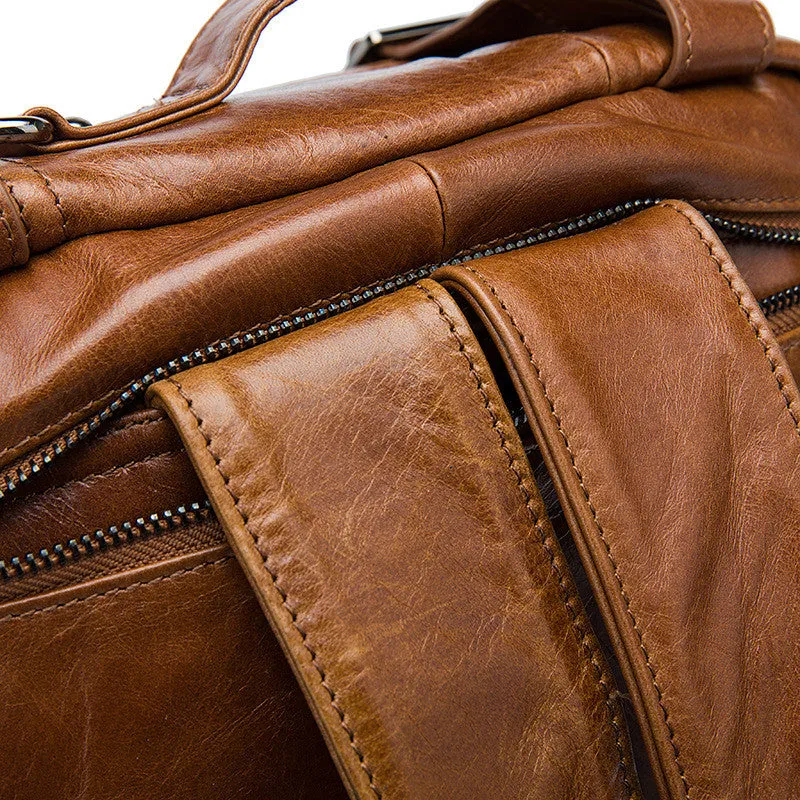 Brown Leather Backpack Cool Backpacks Laptop Backpack Convertible Crossbody Messenger Bag