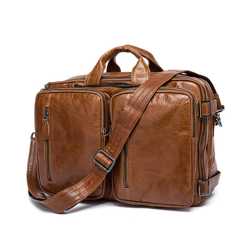 Brown Leather Backpack Cool Backpacks Laptop Backpack Convertible Crossbody Messenger Bag