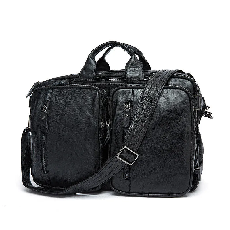 Brown Leather Backpack Cool Backpacks Laptop Backpack Convertible Crossbody Messenger Bag