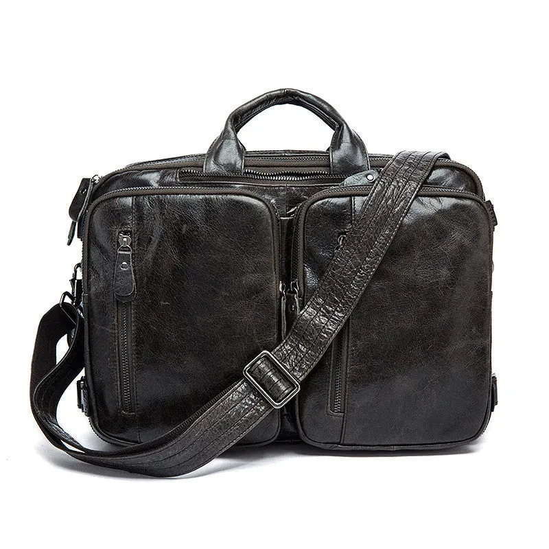 Brown Leather Backpack Cool Backpacks Laptop Backpack Convertible Crossbody Messenger Bag