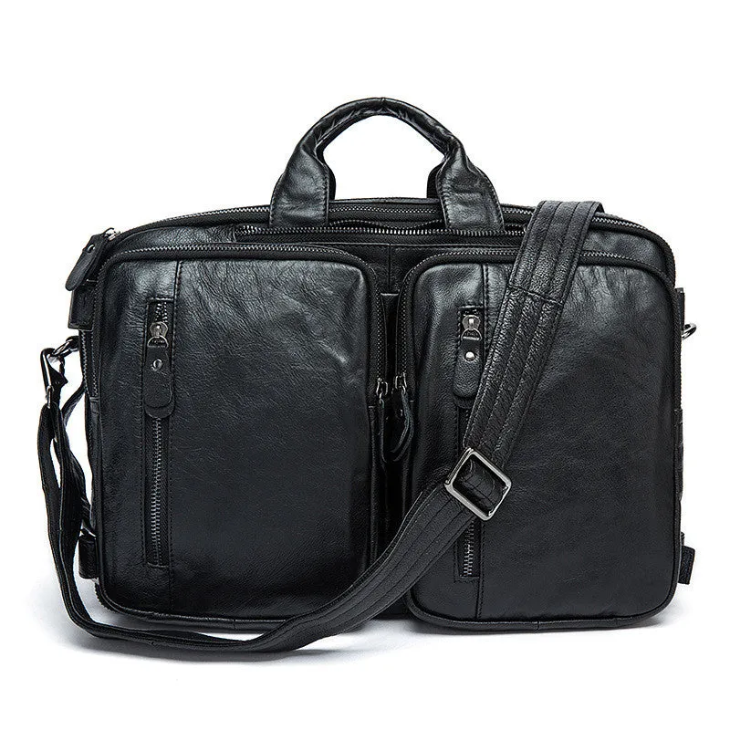 Brown Leather Backpack Cool Backpacks Laptop Backpack Convertible Crossbody Messenger Bag
