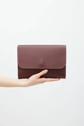 Burgundy Leather Flap Clutch