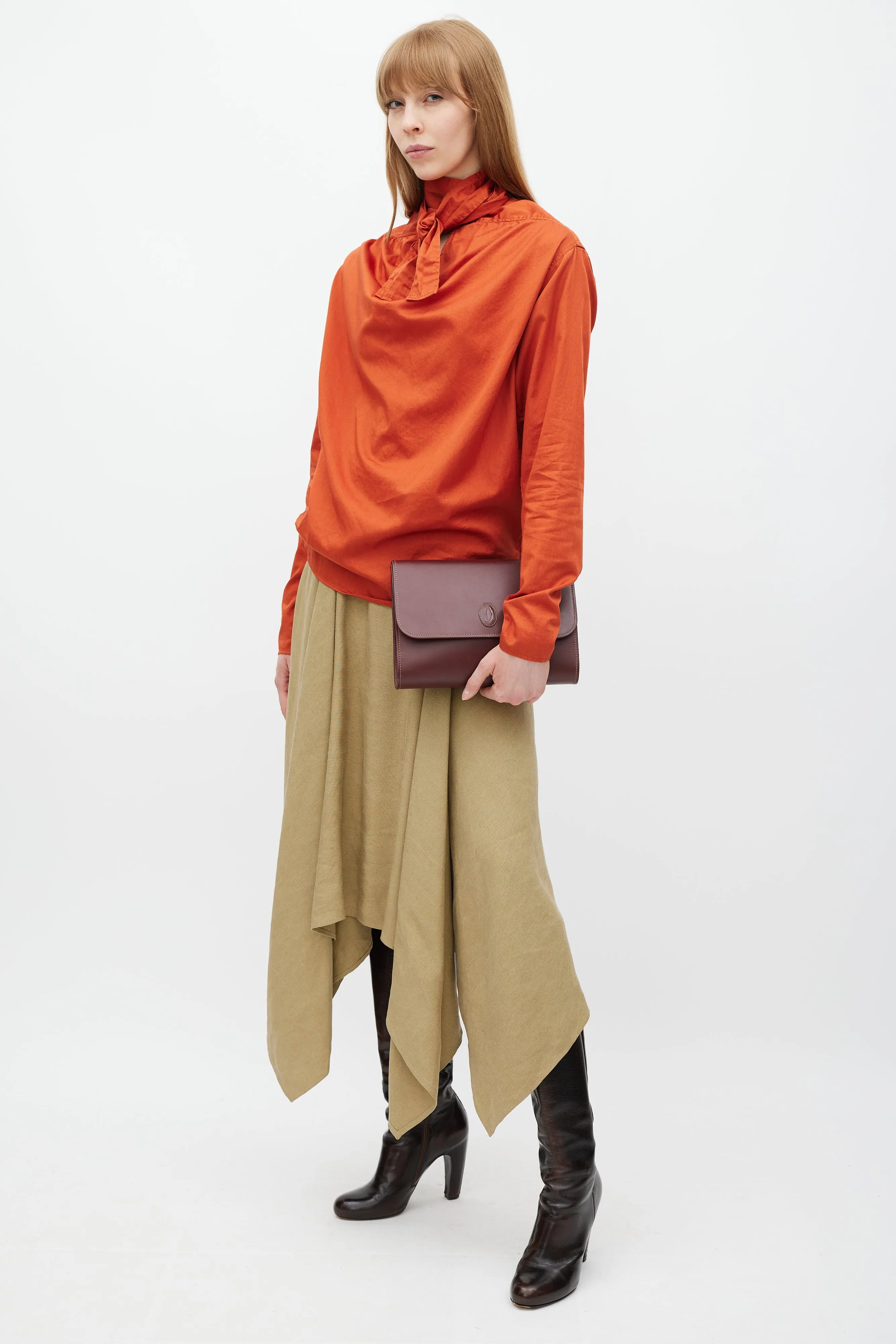 Burgundy Leather Flap Clutch