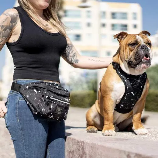 Canada Pooch Treat Pouch Fanny Pack-Black Splatter