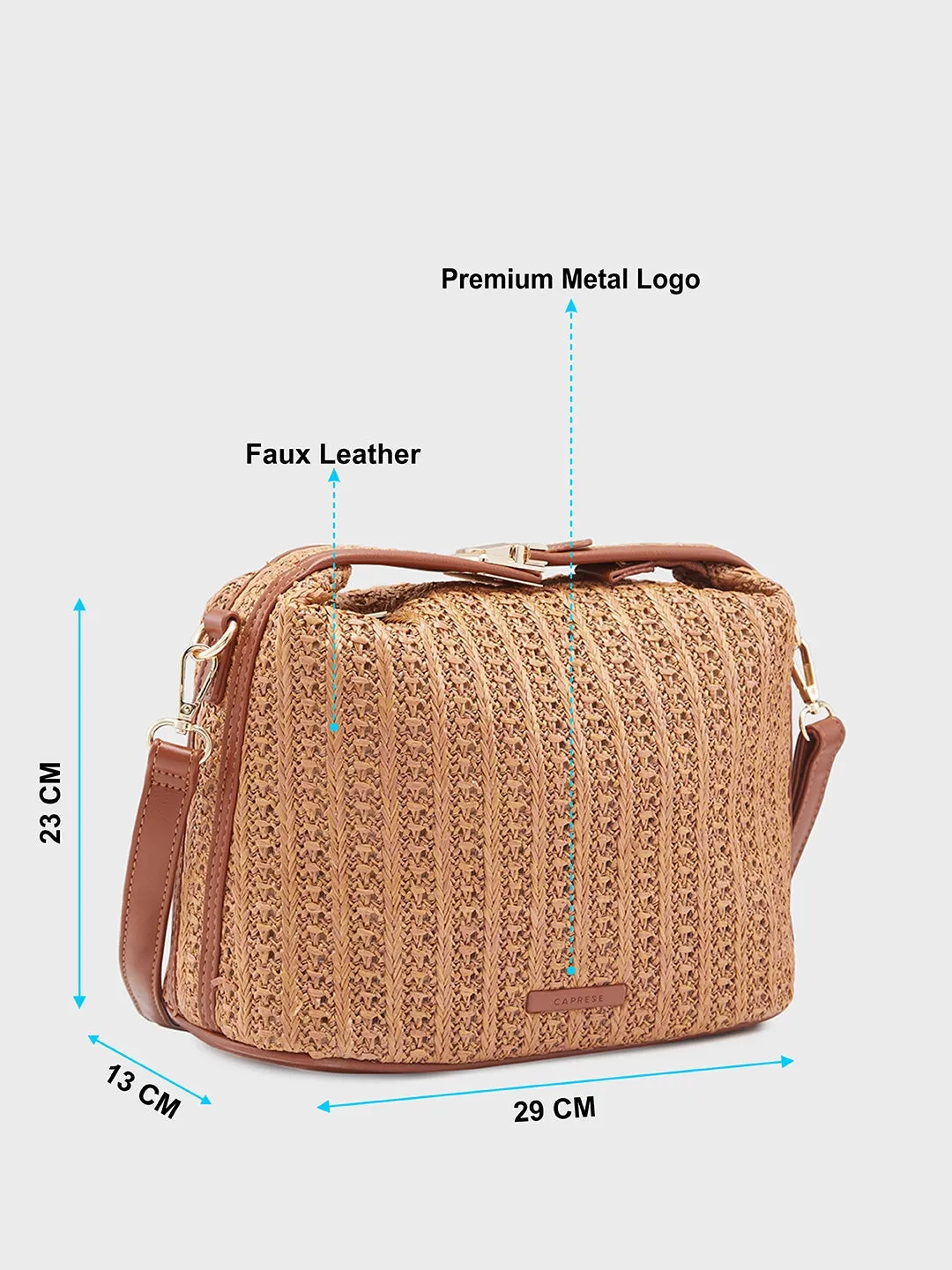 Caprese Neo Sling Medium Self Design Womens Handbag Tan