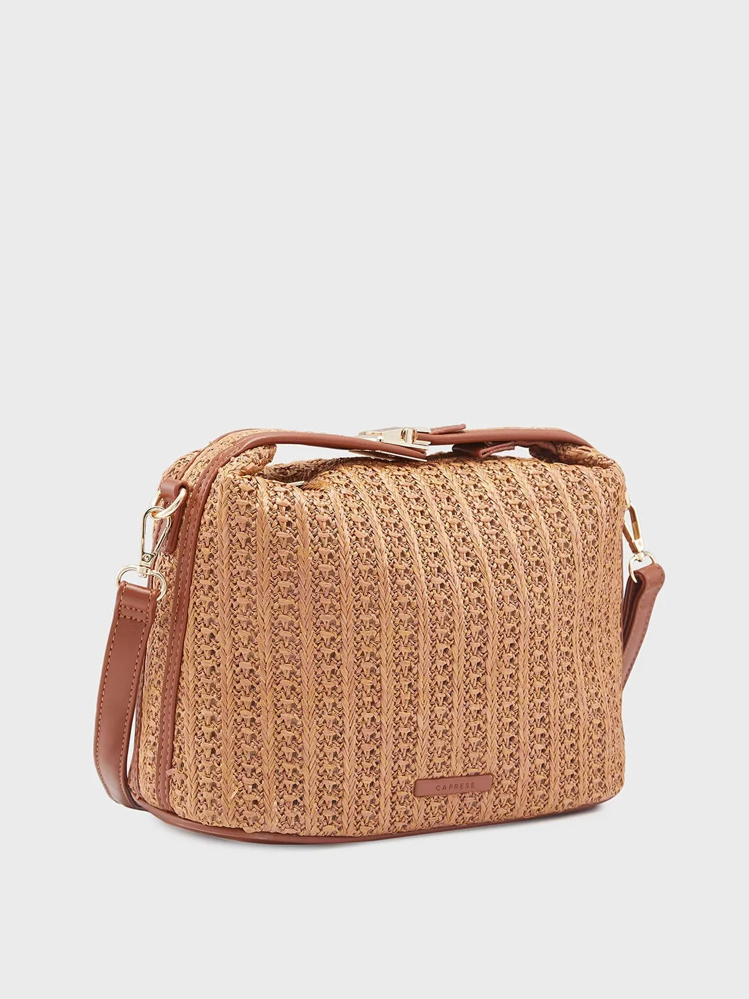 Caprese Neo Sling Medium Self Design Womens Handbag Tan