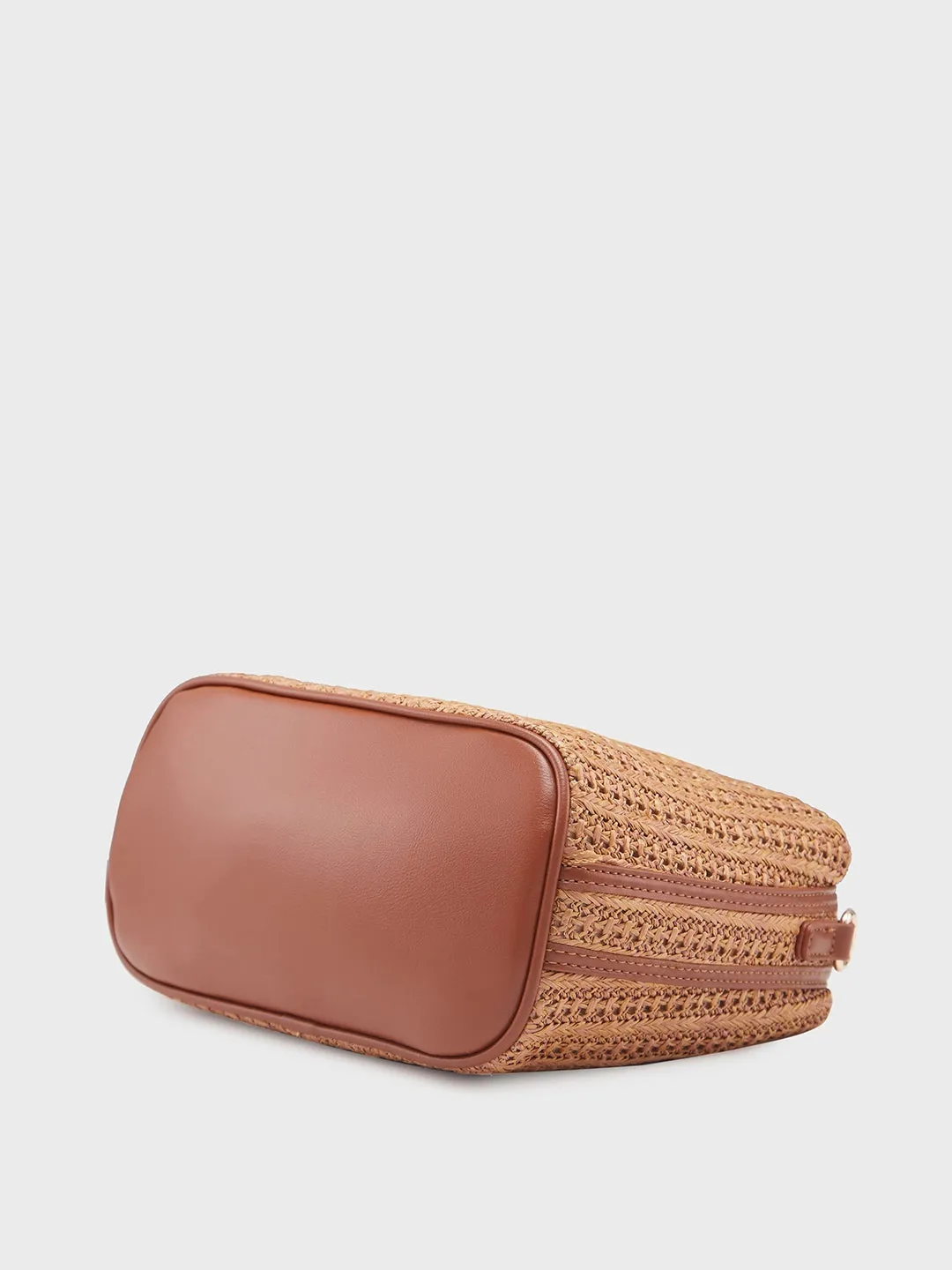 Caprese Neo Sling Medium Self Design Womens Handbag Tan